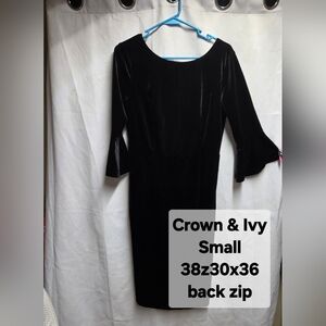 Crown & Ivy Elegant Black Long Sleeve Dress